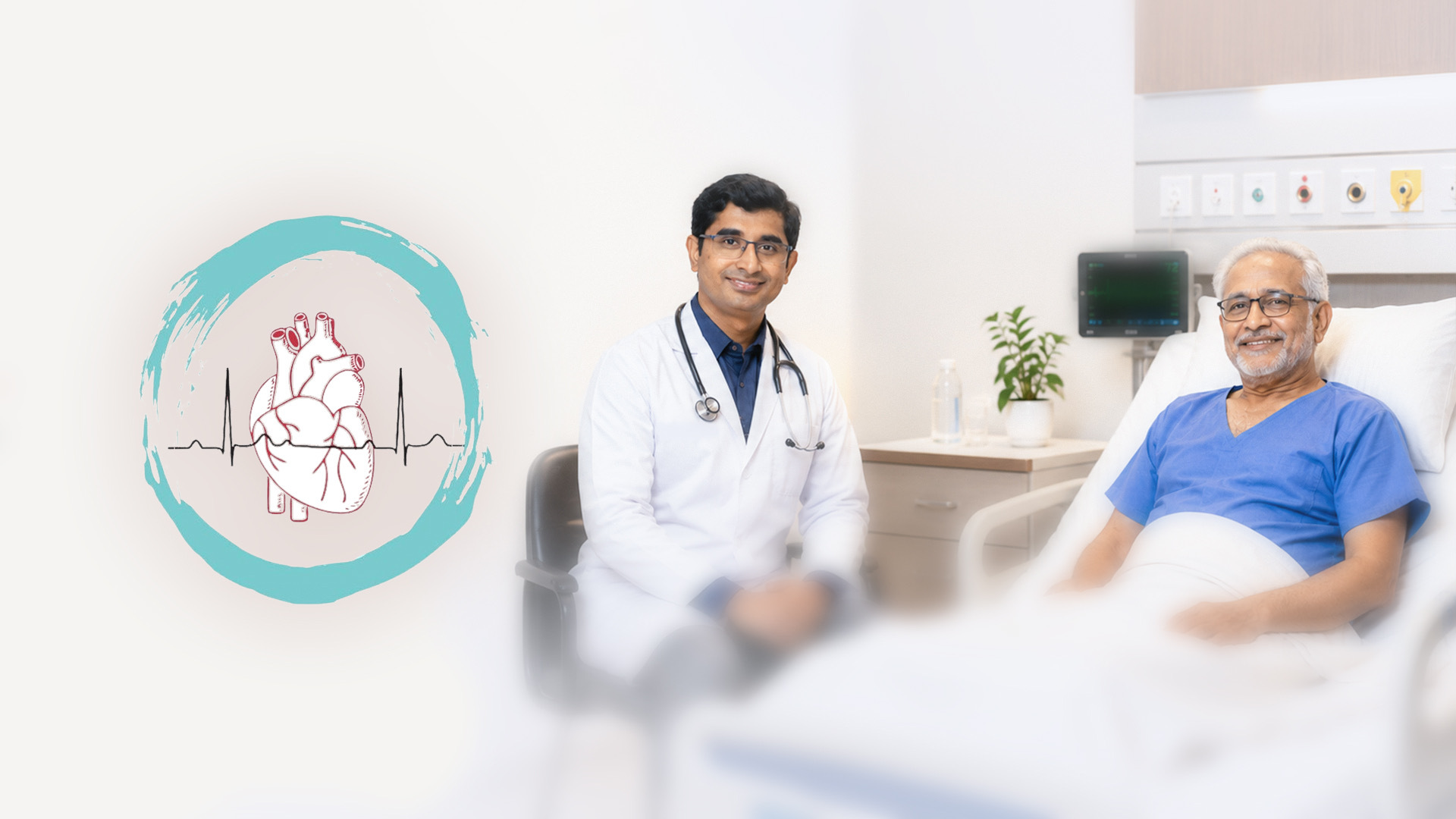 Dr. Ravindra Sangolkar reassuring an elderly patient at Sangolkar Heart Care Center